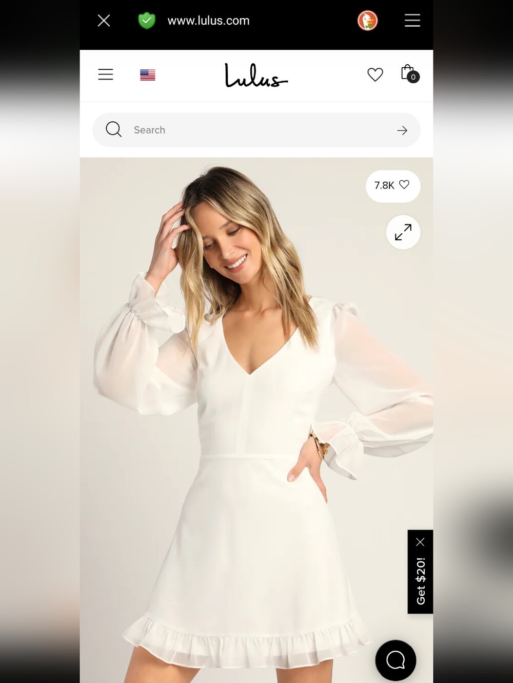 Lulu's Ivory V-Neck Long-Sleeve Mini Dress
